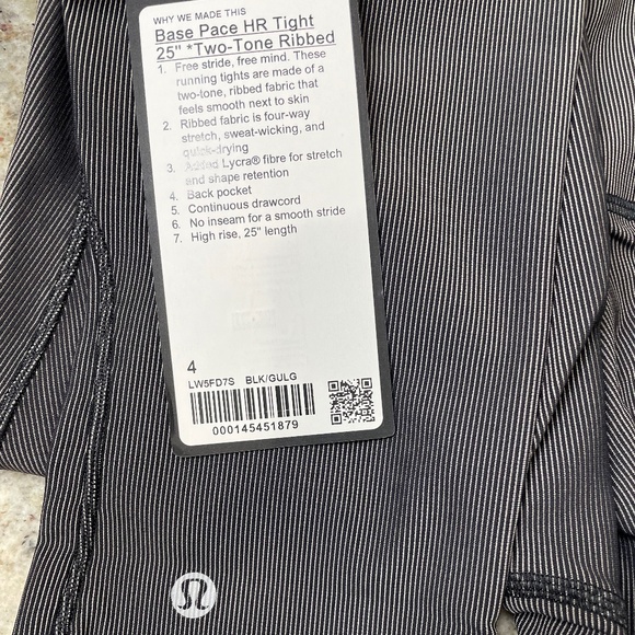 NWT Lululemon Base Pace High-Rise Tight 25" Two-Toned Black (Size 4) - Picture 6 of 6